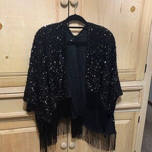 Steve Madden Black Sequin Cape